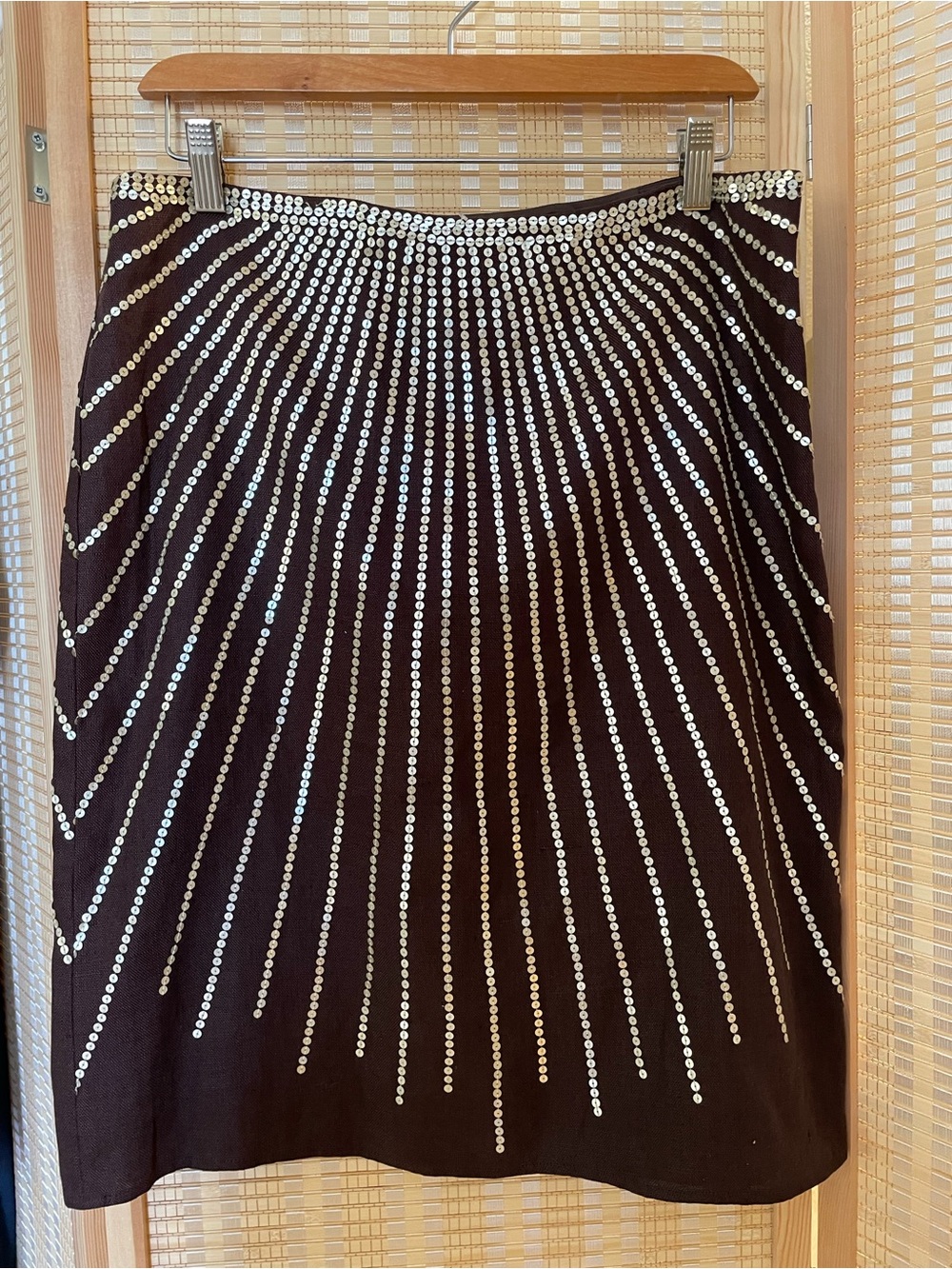 Tory Burch Espresso Sequin Linen Skirt